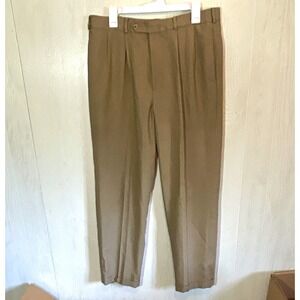 Slates Men's 34 waist 30 inseam Beige Pleated Front Classic Fit Tapered pants